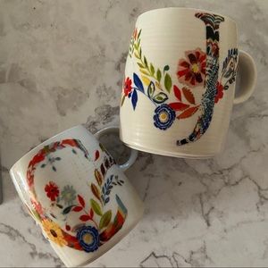 Anthropologie Petal Palette Monogram Mug